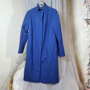 American‎ Airlines Flight Attendant Topper Coat Sz 12R Wool Blend Overcoat Blue